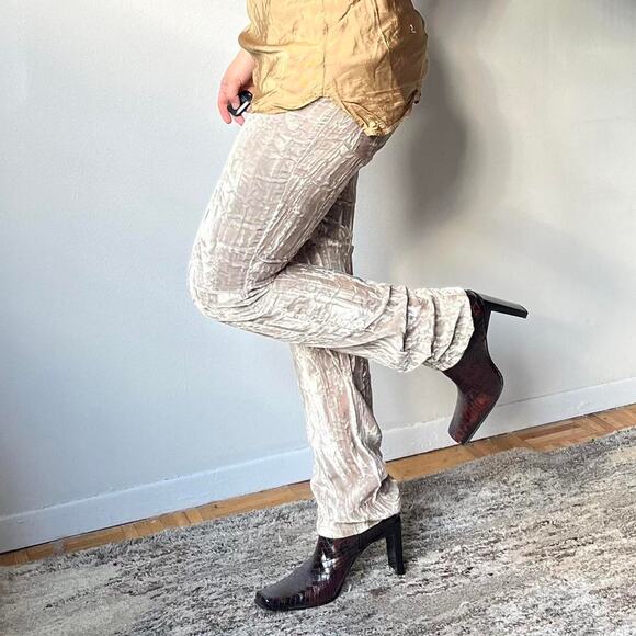 Deadstock 90s DKNY cream velvet pants - Picture 3 of 5